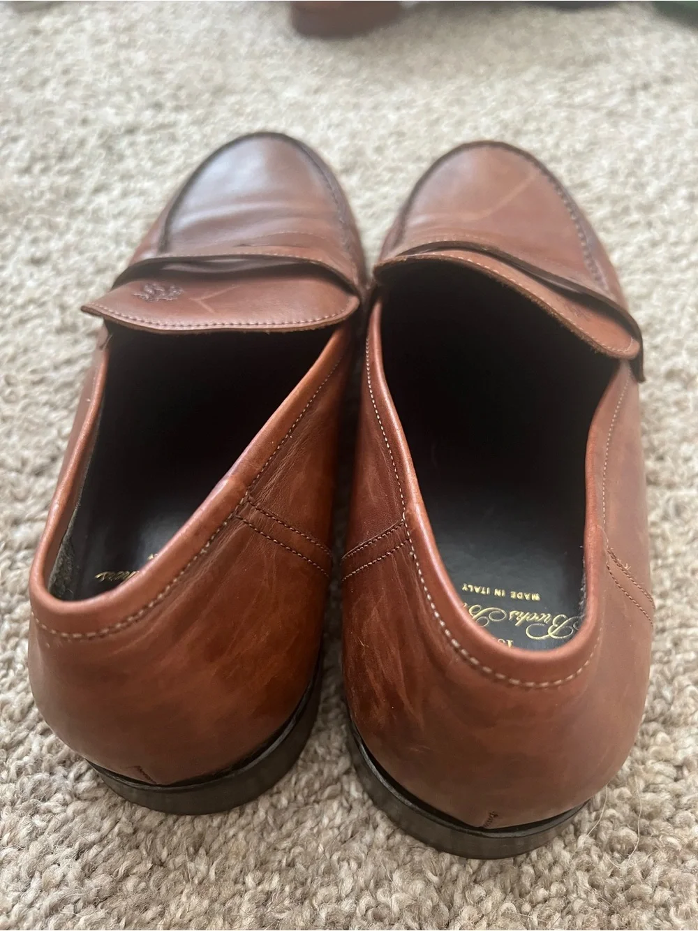 Brooks Brothers Cognac Brown Leather Penny Loafers - Men